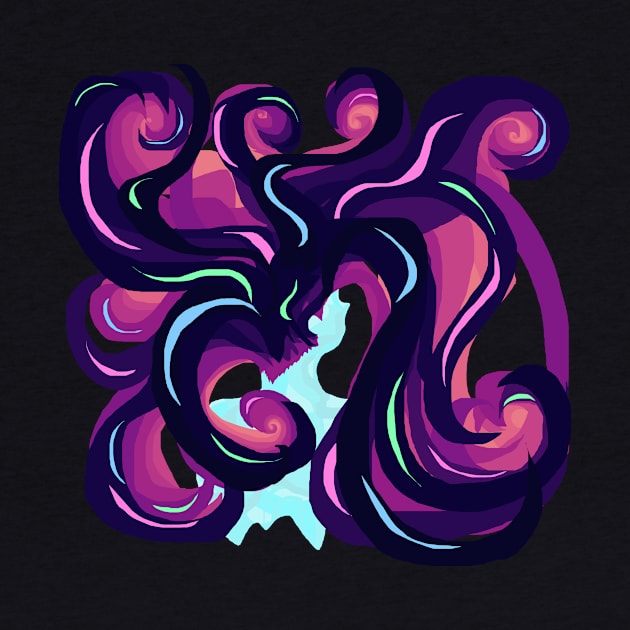 Person with flowy hair spirals by Mushcan